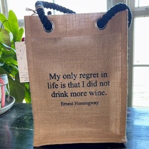 Jute Wine Tote with Quote